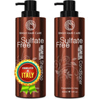 Premium sulfate-free Moroccan Argan Oil shampoo and conditioner, formulated in Italy for healthy, vibrant hair.