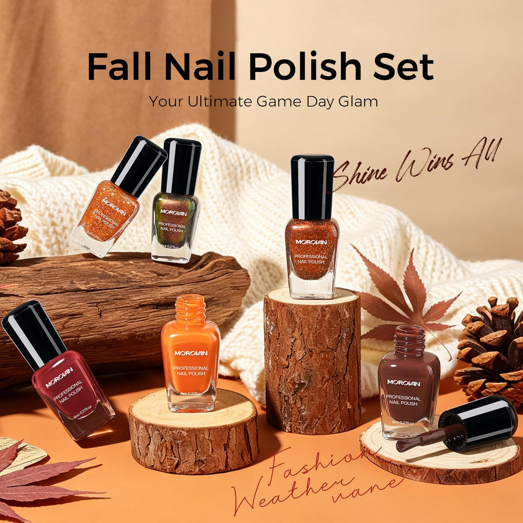 Morovan Nail Polish Set 6 Colors offers vibrant shades, 100% Authentic and available at Curat Cart for your ultimate game day glam.