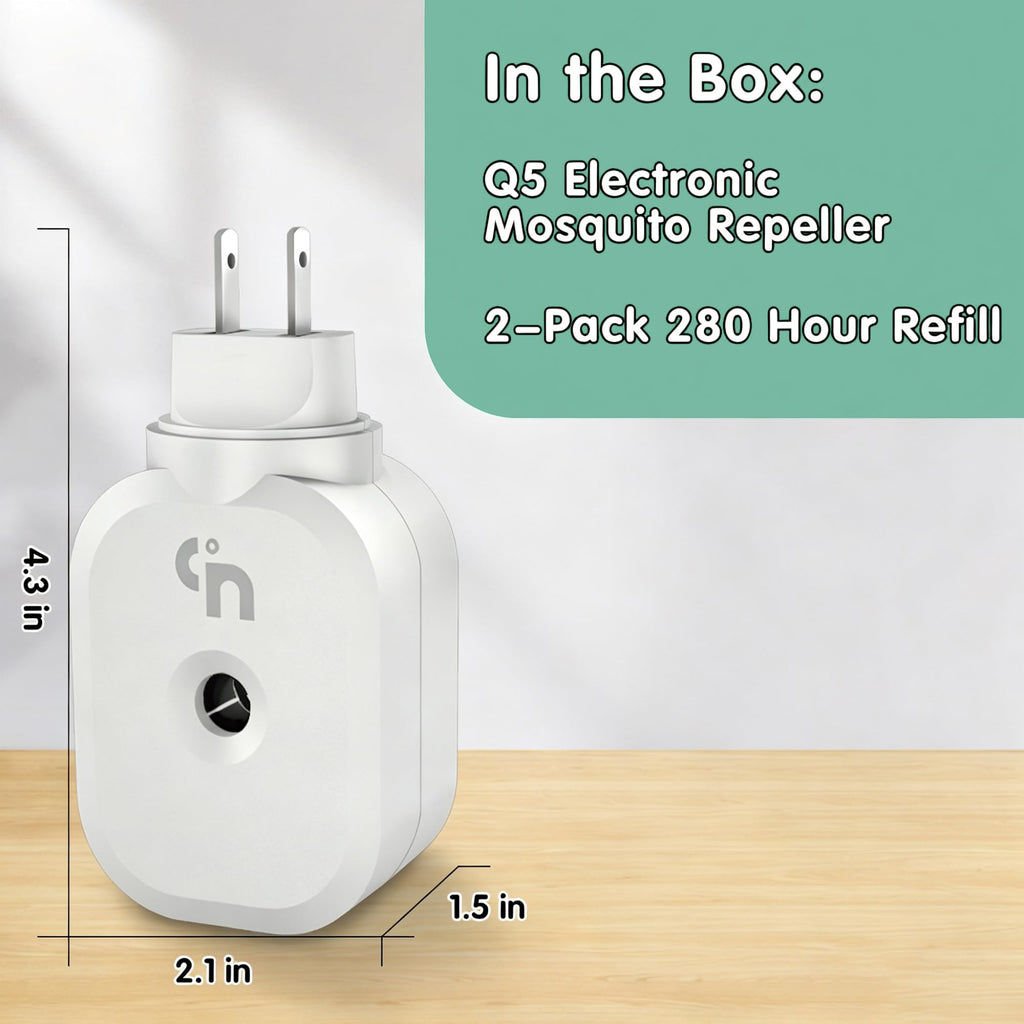 Q5 Electronic Mosquito Repeller with 280-hour refill, 100% Authentic and available at Curat Cart in India.