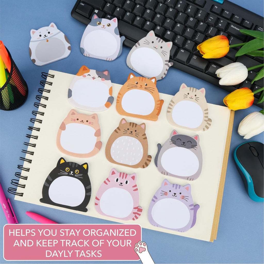 Delightful Mr. Pen Cute Cat Sticky Notes, specially curated by Curat Cart, help you stay organized and track daily tasks.