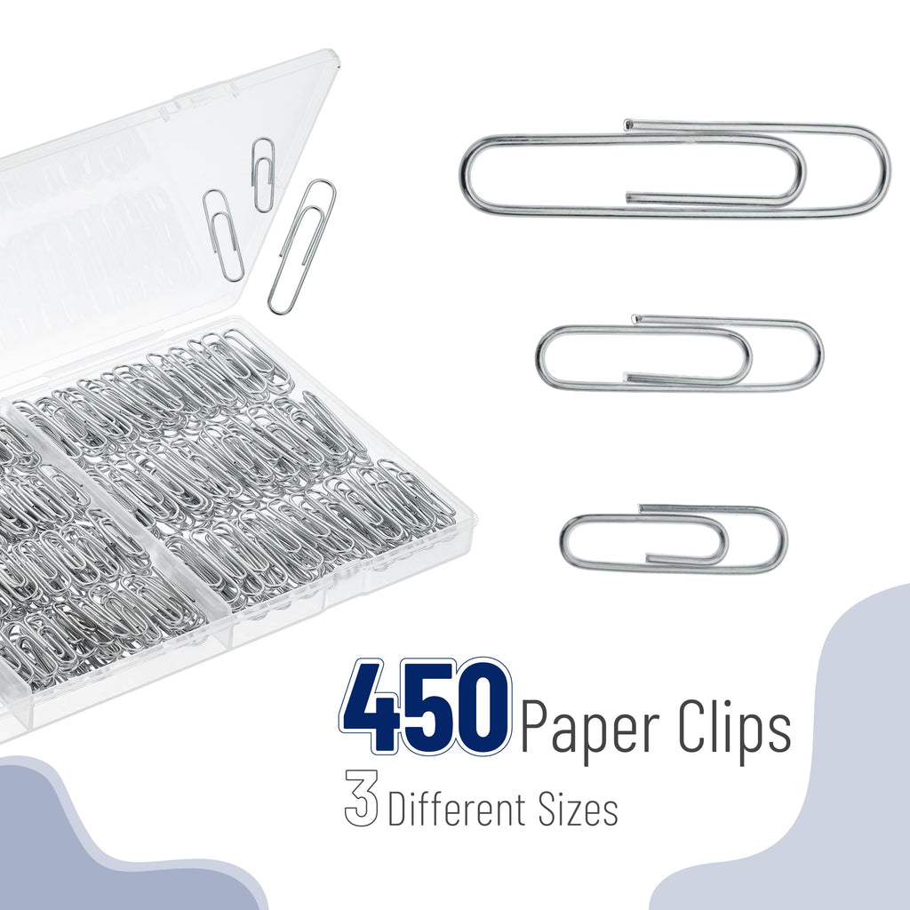 Mr. Pen Silver Paper Clips, 450 pieces in various sizes, 100% Authentic, available at Curat Cart in India.