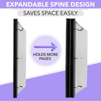 Discover the Mr. Pen Telescoping Binder with an expandable spine design, officially packaged for quality assurance at Curat Cart.