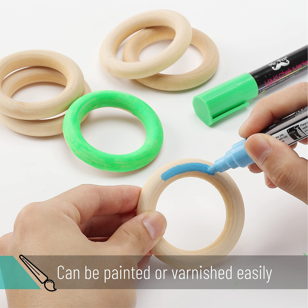 Mr. Pen Wooden Rings for Crafts, perfect for DIY projects, can be painted or varnished easily. Available at Curat Cart.