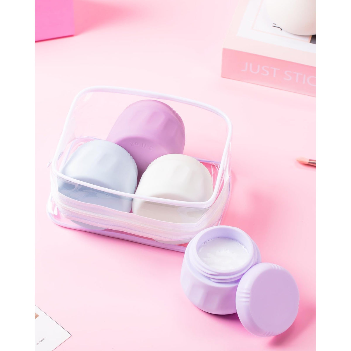 Stylish Mrsdry travel containers in pastel colors, perfect for toiletries. Verified by CuratCart for quality assurance.
