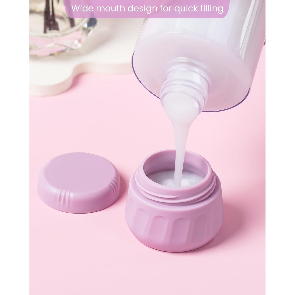 Mrsdry travel container for toiletries features a wide mouth for easy filling. Available for online order now!