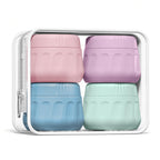 Premium imported Mrsdry travel containers for toiletries, featuring four colorful containers in a sleek travel case.