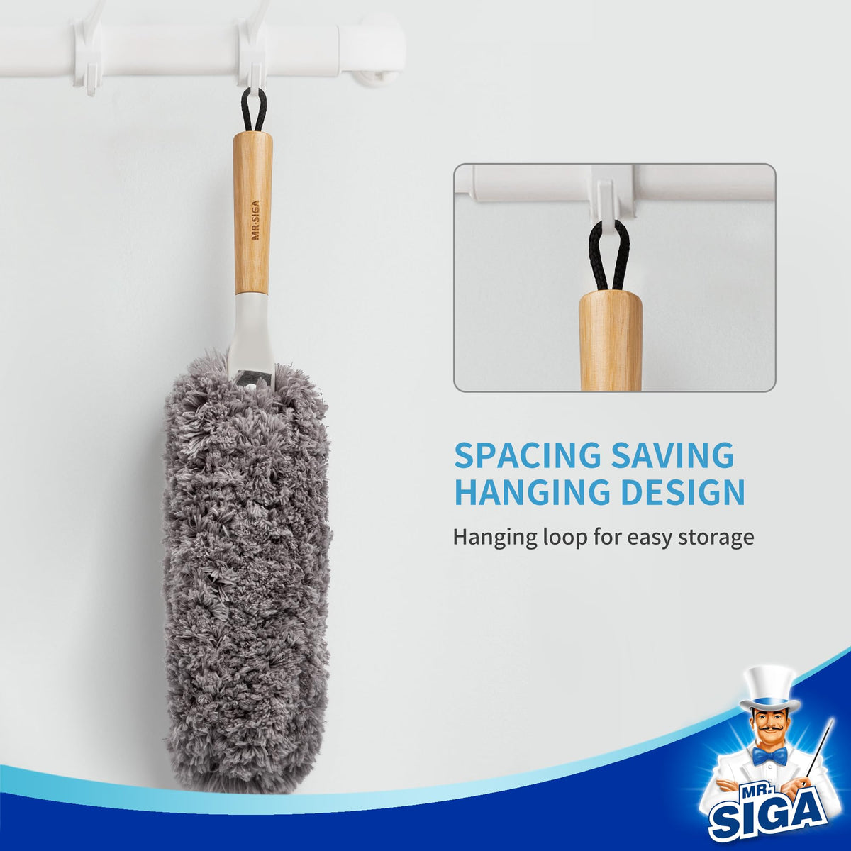 MR.SIGA Microfiber Duster with space-saving hanging design, perfect for daily use. Available at Curat Cart.