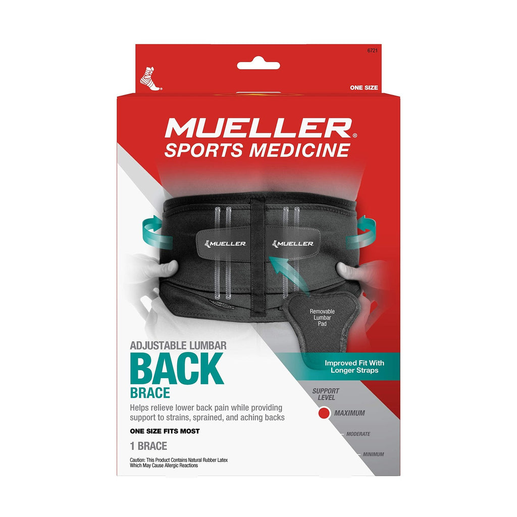 MUELLER Adjustable Lumbar Back Brace offers effective lower back pain relief, 100% Authentic and available at Curat Cart.