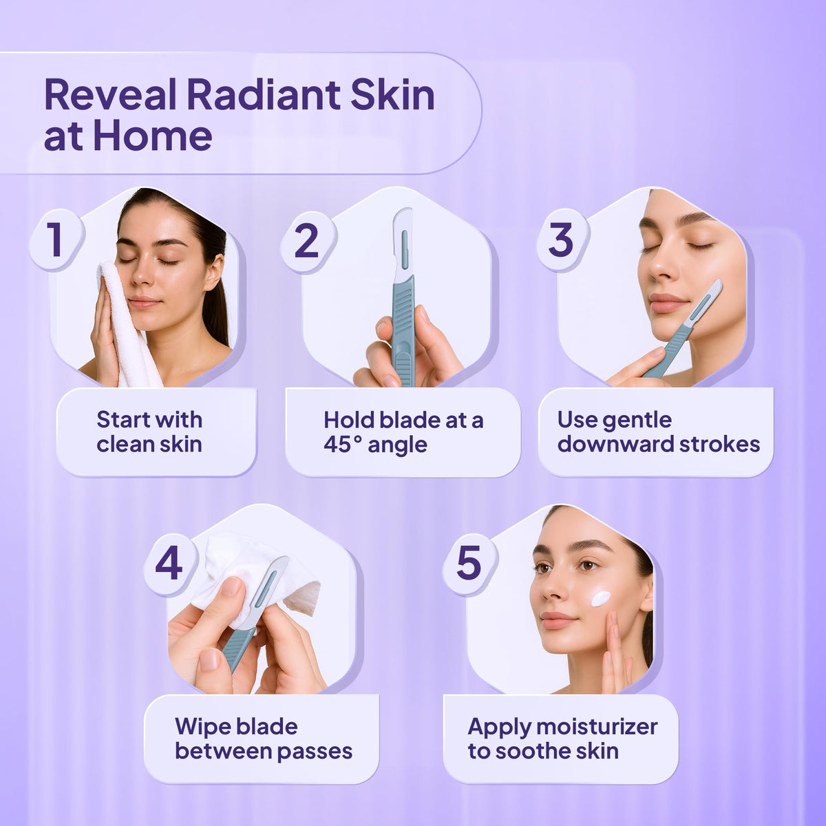 Premium imported MyMed 14R dermaplaning razors pack, designed for easy at-home skin exfoliation and smoothness.