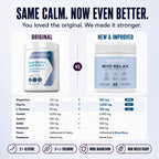 MYOXCIENCE Myo Relax & Calm packaging comparison, highlighting improved formula and quality. Available at Curat Cart.