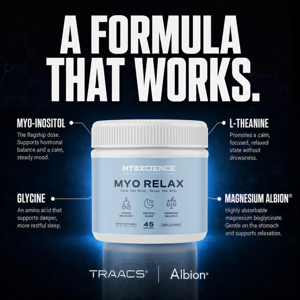 MYOXCIENCE Myo Relax & Calm promotes relaxation with a unique formula, exclusively curated by Curat Cart. Experience tranquility today.