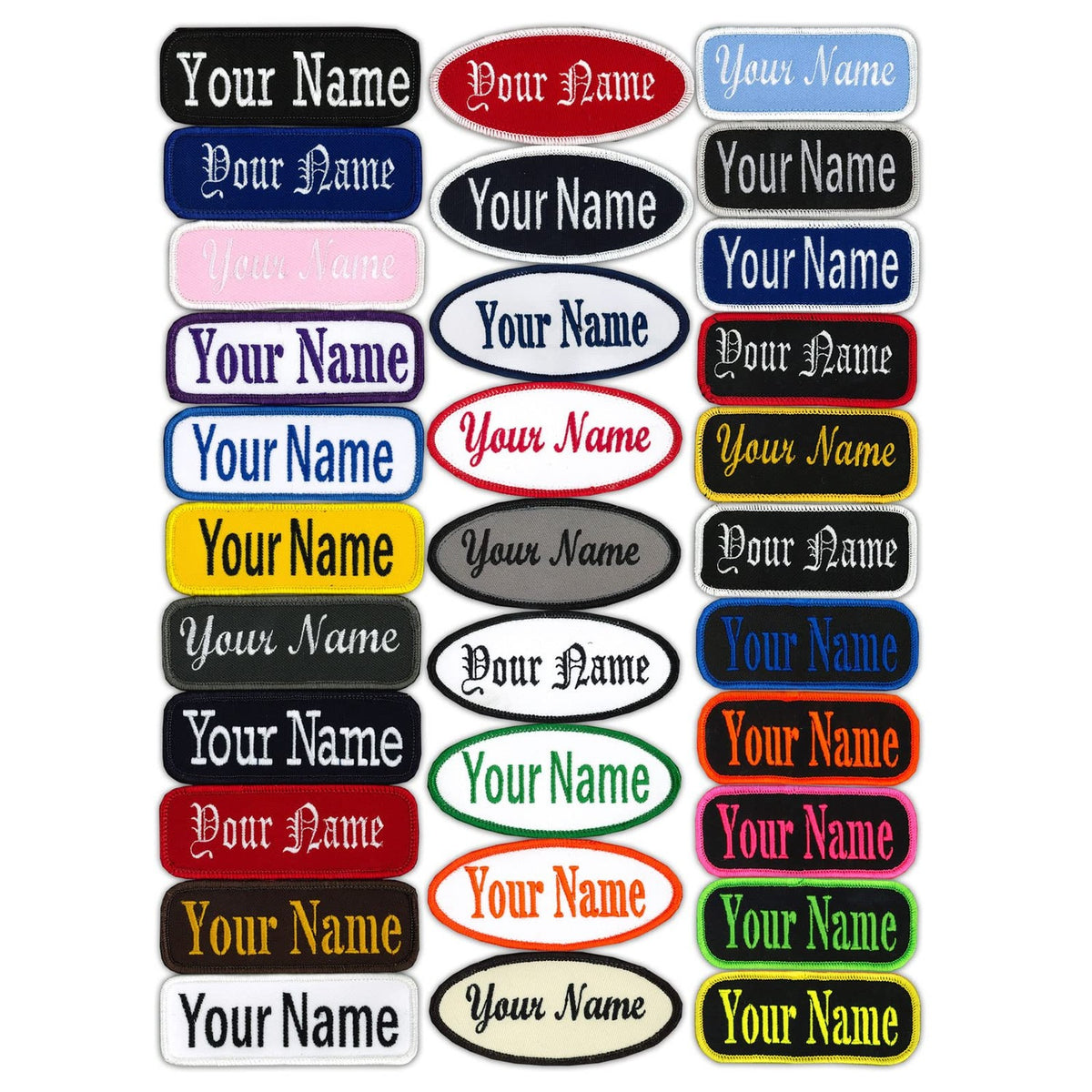Explore premium imported custom embroidery name patches from Curat Cart, perfect for personalizing shirts with style and elegance.