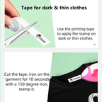 Effortlessly apply the Name Stamp for Clothes using tape on dark or thin fabrics. 100% Authentic, available at Curat Cart.