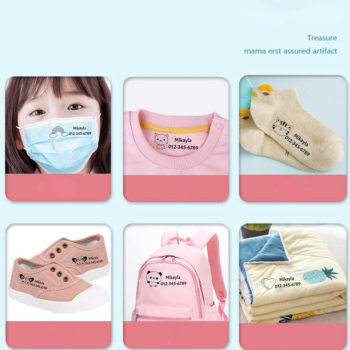 Personalized name stamp for clothes, ideal for kids' items. Perfect for daily use to prevent loss. Available at Curat Cart.