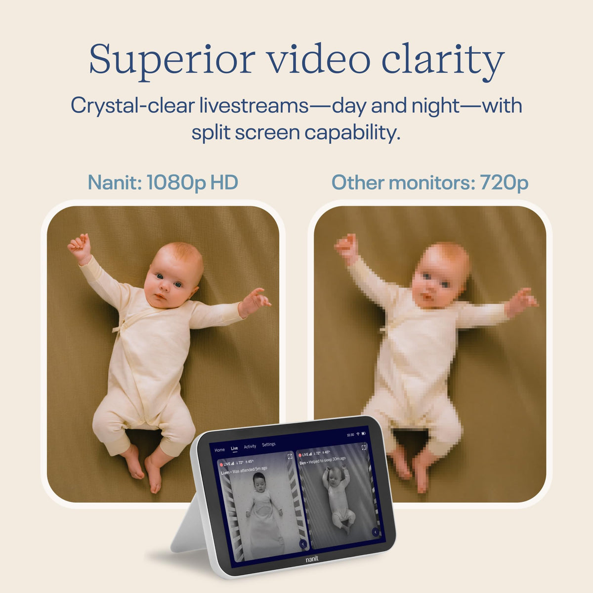 Experience superior video clarity with the Nanit Baby Video Monitor, specially curated by Curat Cart for discerning parents in India.