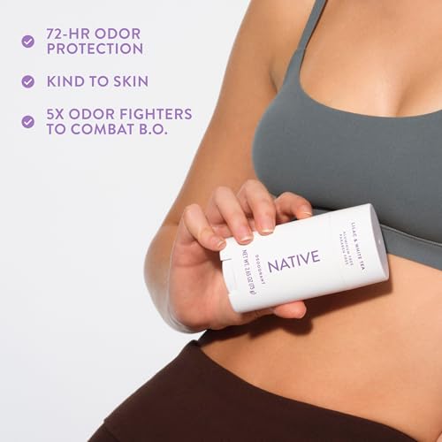 Native Deodorant Lilac White Tea - Side Profile & Box Packaging | genuine imported stock available in India at Curat Cart