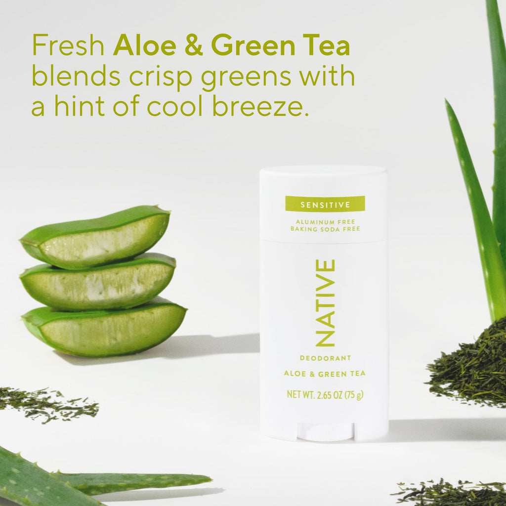 Native Sensitive Deodorant with Aloe & Green Tea. Aluminum-free formula. Verified by CuratCart. Fresh & gentle scent.