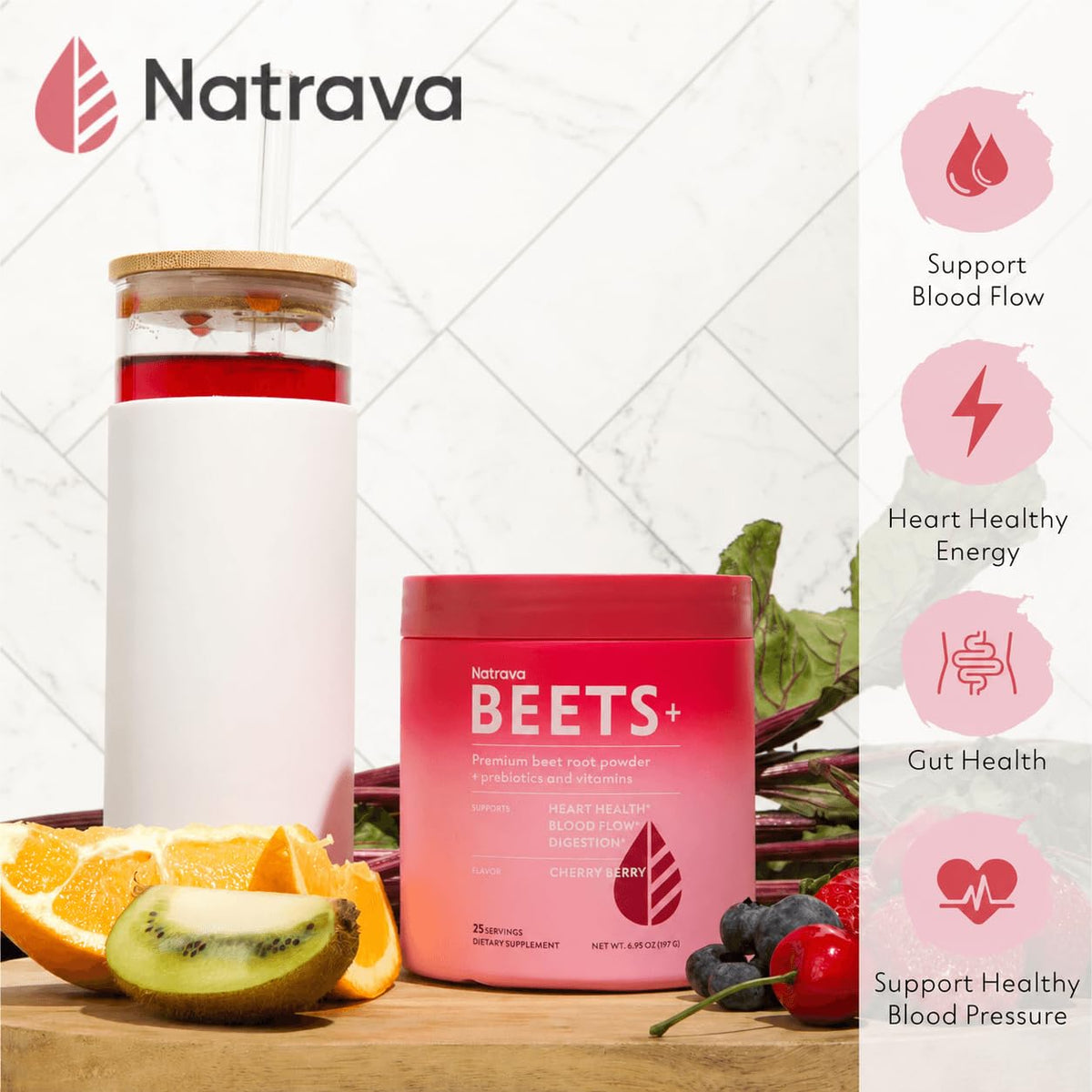 Natrava Beets Organic Beet Root Powder, a premium import for heart health, energy, and blood pressure support from Curat Cart.