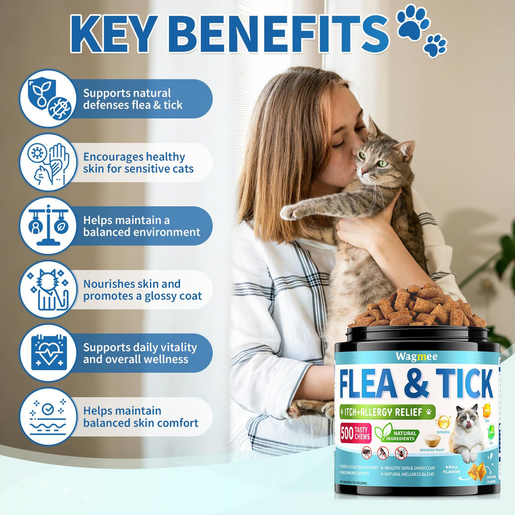Natural Cat Flea Treatment Chewables, premium imported formula from Curat Cart, supports skin health and comfort.
