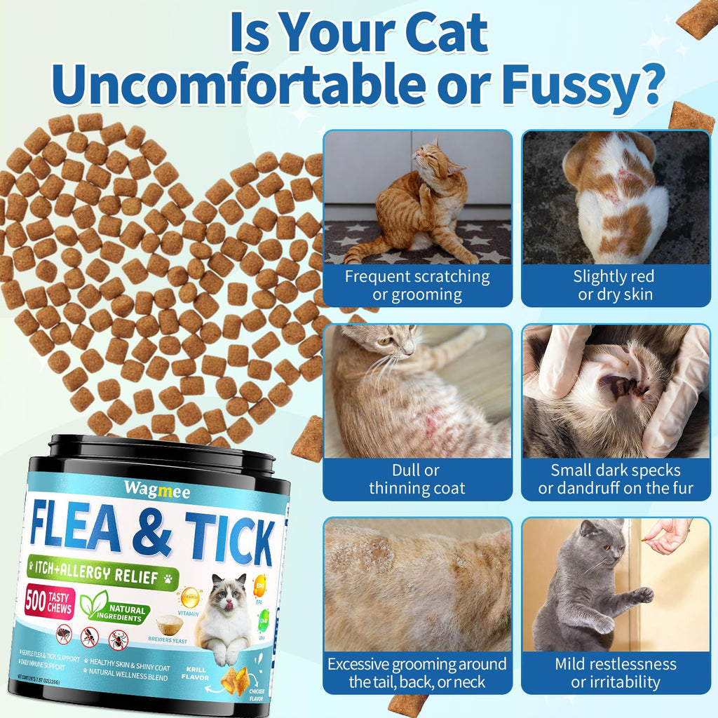 Natural Cat Flea Treatment Chewables from Curat Cart provide effective itch relief and comfort for your pet. Perfect for daily use.