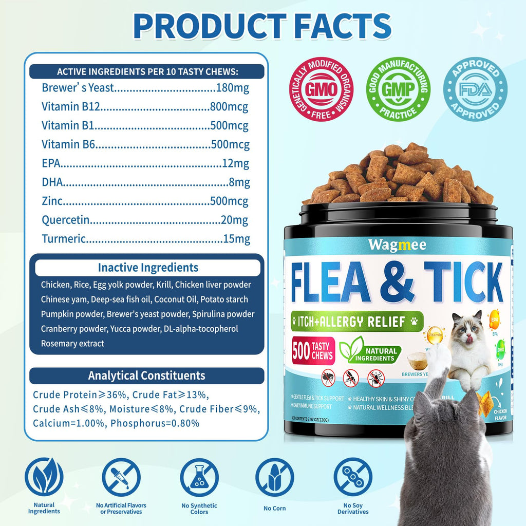 Natural Cat Flea Treatment Chewables in high-quality packaging, enriched with effective ingredients for flea relief, available at Curat Cart.