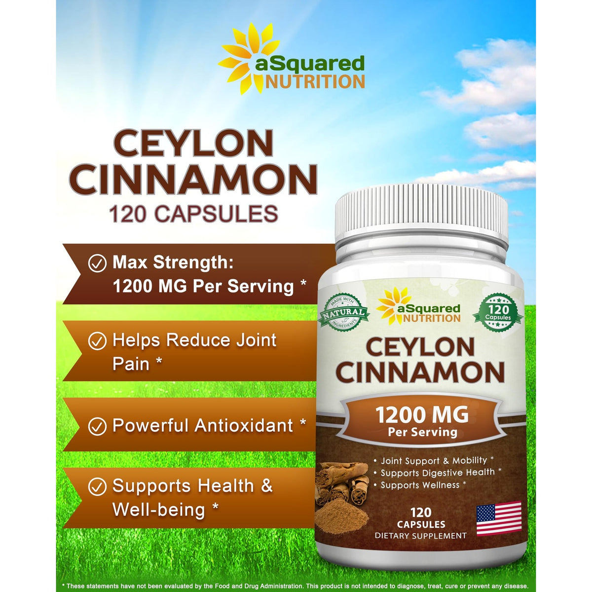 Natural Ceylon Cinnamon Extract in 120 capsules, 100% Authentic and available in India at Curat Cart, supports health and well-being.
