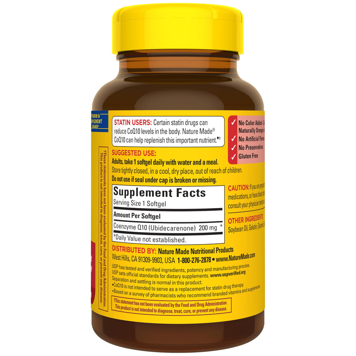 Nature Made CoQ10 Softgels in official packaging, featuring 200 mg of Ubiquinone. Available at Curat Cart for premium health.