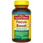 Nature Made Focus Boost Capsules, a premium import supporting brain health and focus, available at Curat Cart. Fast-acting formula.