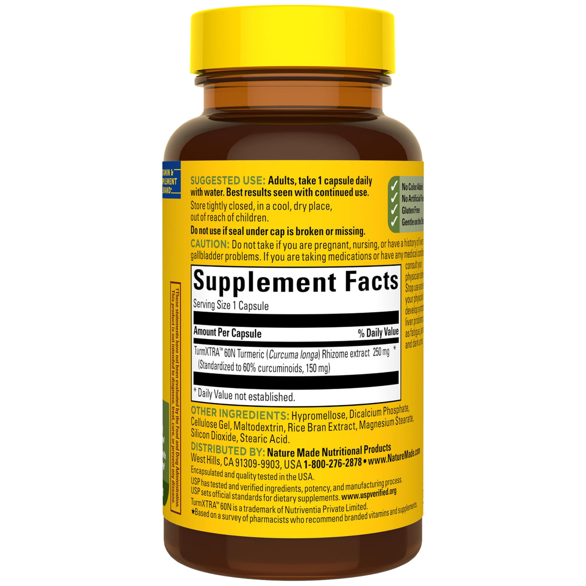 Nature Made Turmeric Curcumin Supplement in high-quality packaging, offering potent health benefits. Available at Curat Cart.