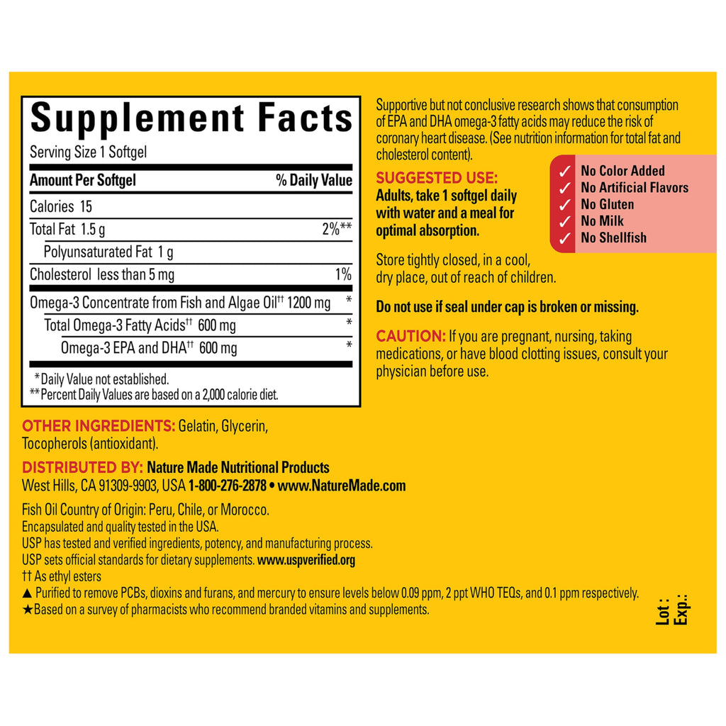 Nature Made Omega 3 Fish Oil offers trusted quality with essential EPA and DHA. 100% Authentic, available at Curat Cart in India.