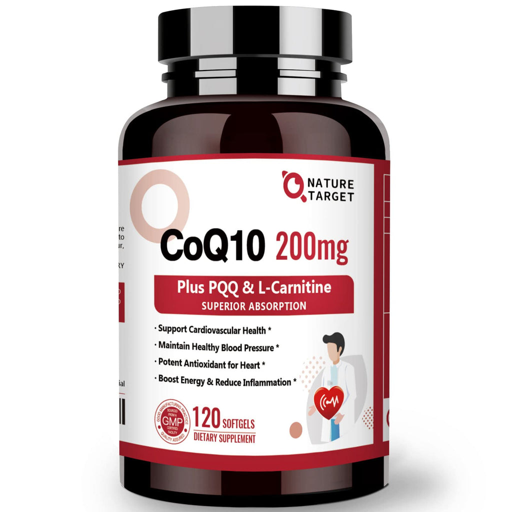 NATURE TARGET CoQ10 with PQQ & L-Carnitine, a premium imported supplement for cardiovascular health available at Curat Cart.