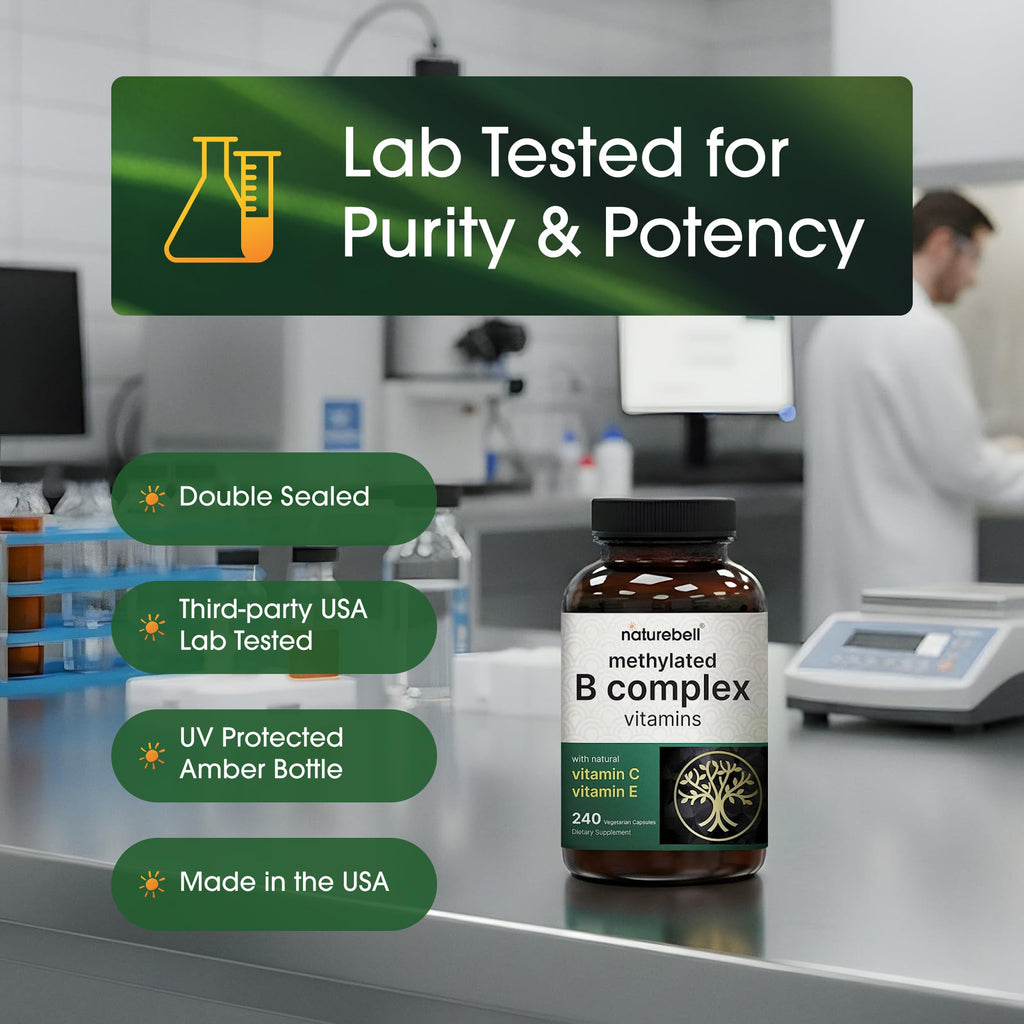 Methylated B Complex by NatureBell, lab tested for purity, ideal for daily use, available at Curat Cart.