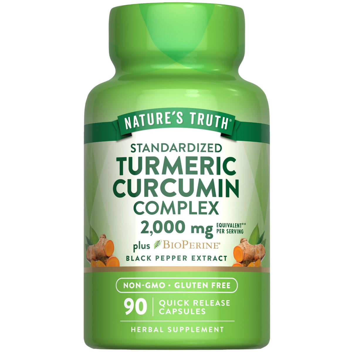 Nature's Truth Turmeric Curcumin Capsules, a premium import, offering 2000 mg of herbal supplement for wellness at Curat Cart.