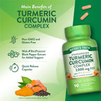 Standardized Nature's Truth Turmeric Curcumin Capsules offer 2000mg support. Perfect for daily use, available at Curat Cart.