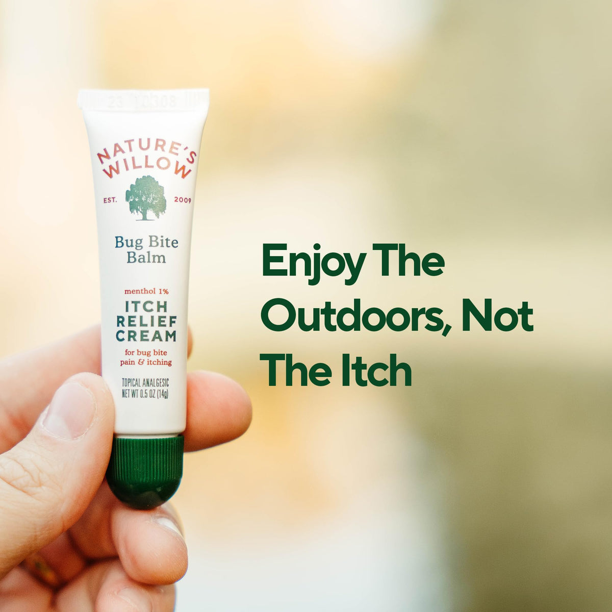 Nature's Willow Bug Bite Balm in official packaging, featuring menthol for effective itch relief. Available at Curat Cart.