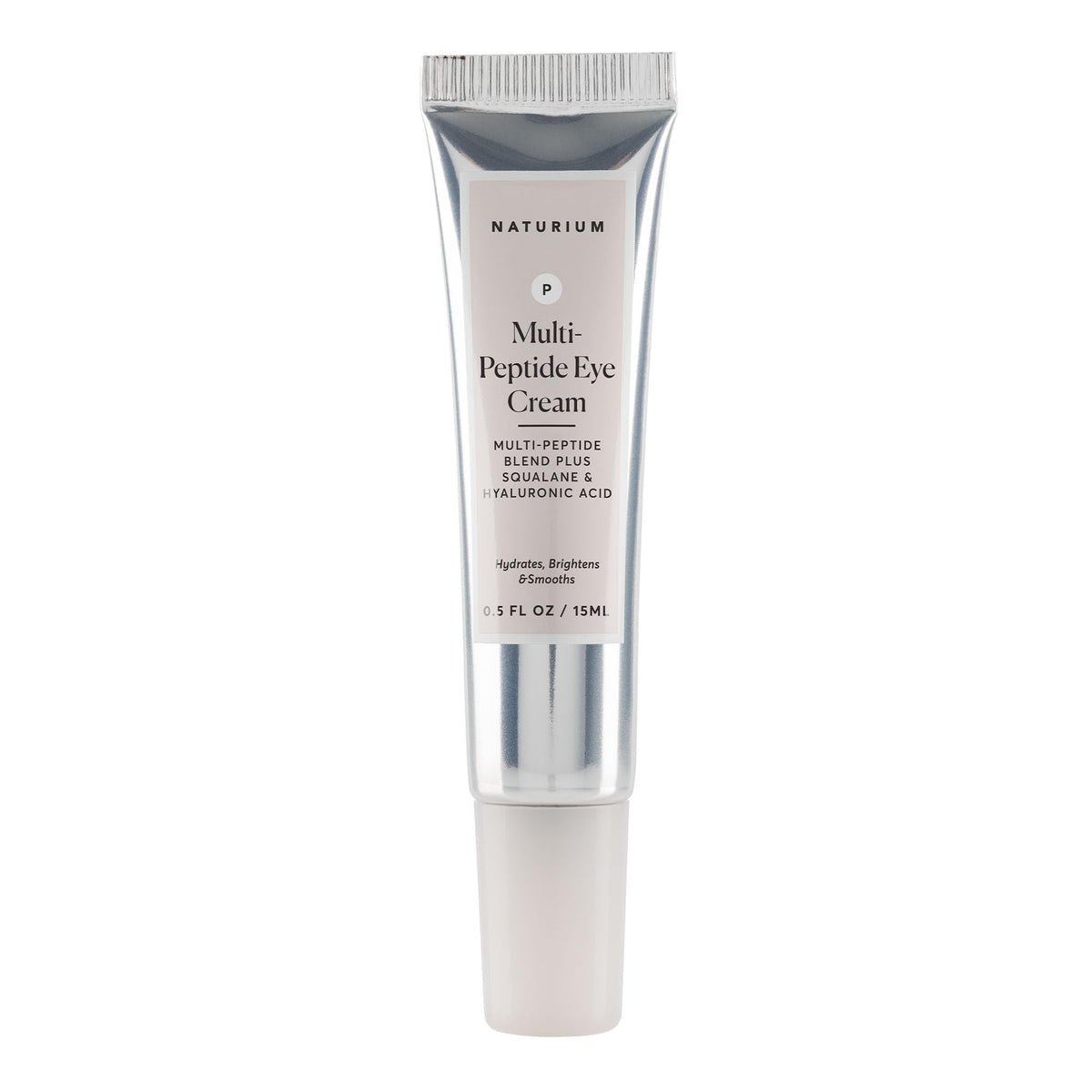 Authentic Naturium Multi-Peptide Eye Cream tube for hydration, brightening, and smooth texture, 0.5 oz.