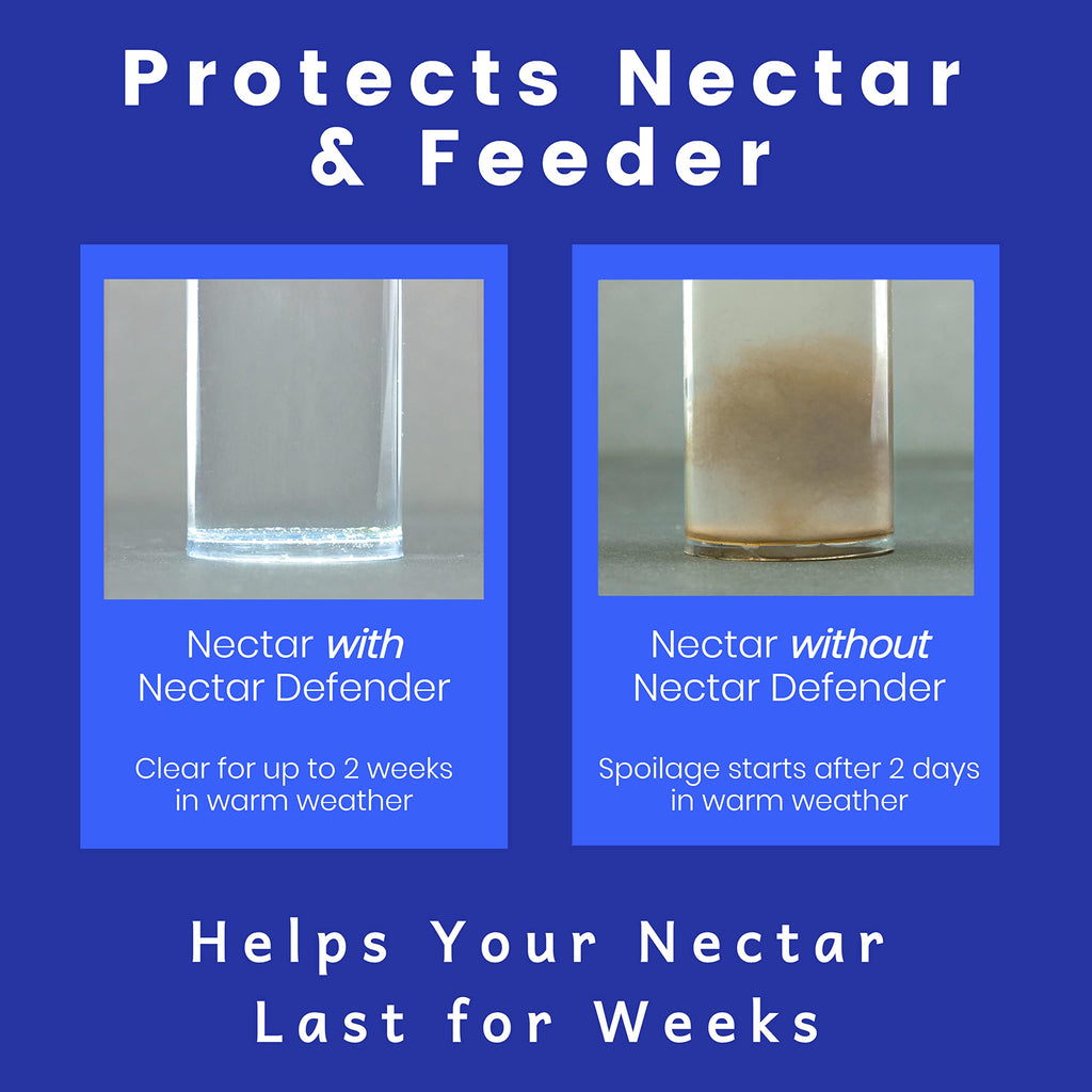 Nectar Defender Hummingbird Nectar enhances nectar clarity, ensuring freshness for weeks. Perfect for avid bird watchers. Available at Curat Cart.