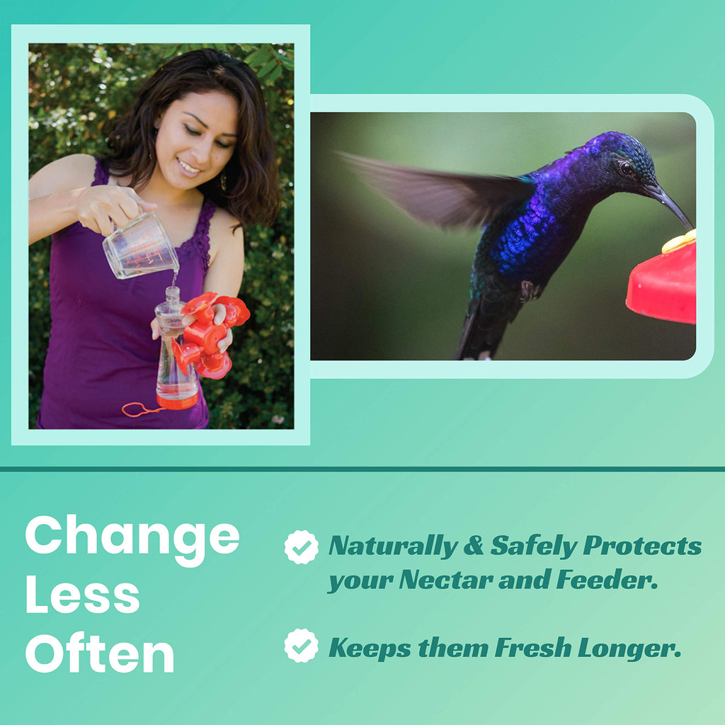 Nectar Defender Hummingbird Nectar in official packaging, ensuring freshness for feeders. Available at Curat Cart.