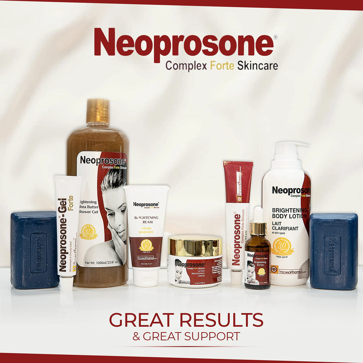 Explore Neoprosone's original skincare range, featuring skin brightening cream and gel for remarkable results.