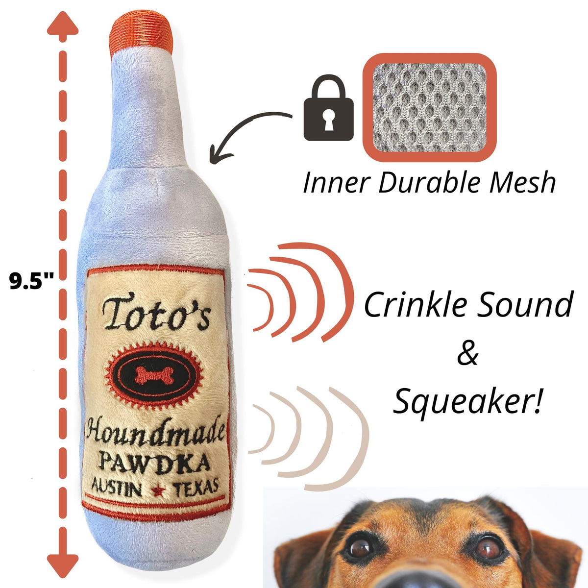 Nestpark Toto Plush Squeaky Toy features a high-quality finish with durable mesh, perfect for playful pups. Available at Curat Cart.