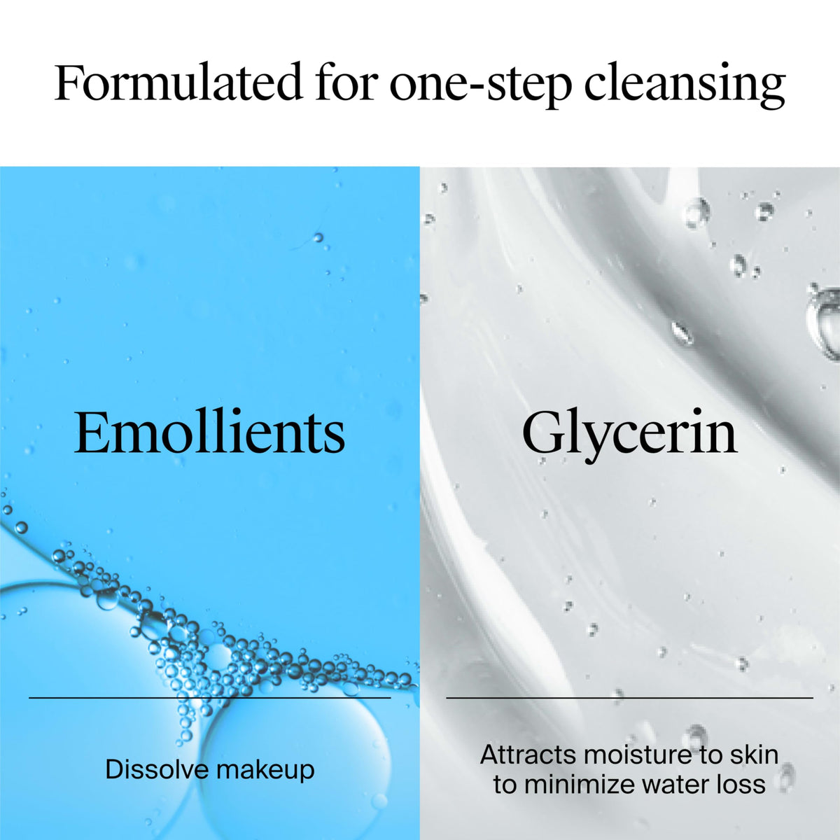 Neutrogena Fresh Foaming Cleanser highlights emollients and glycerin benefits for effective cleansing.