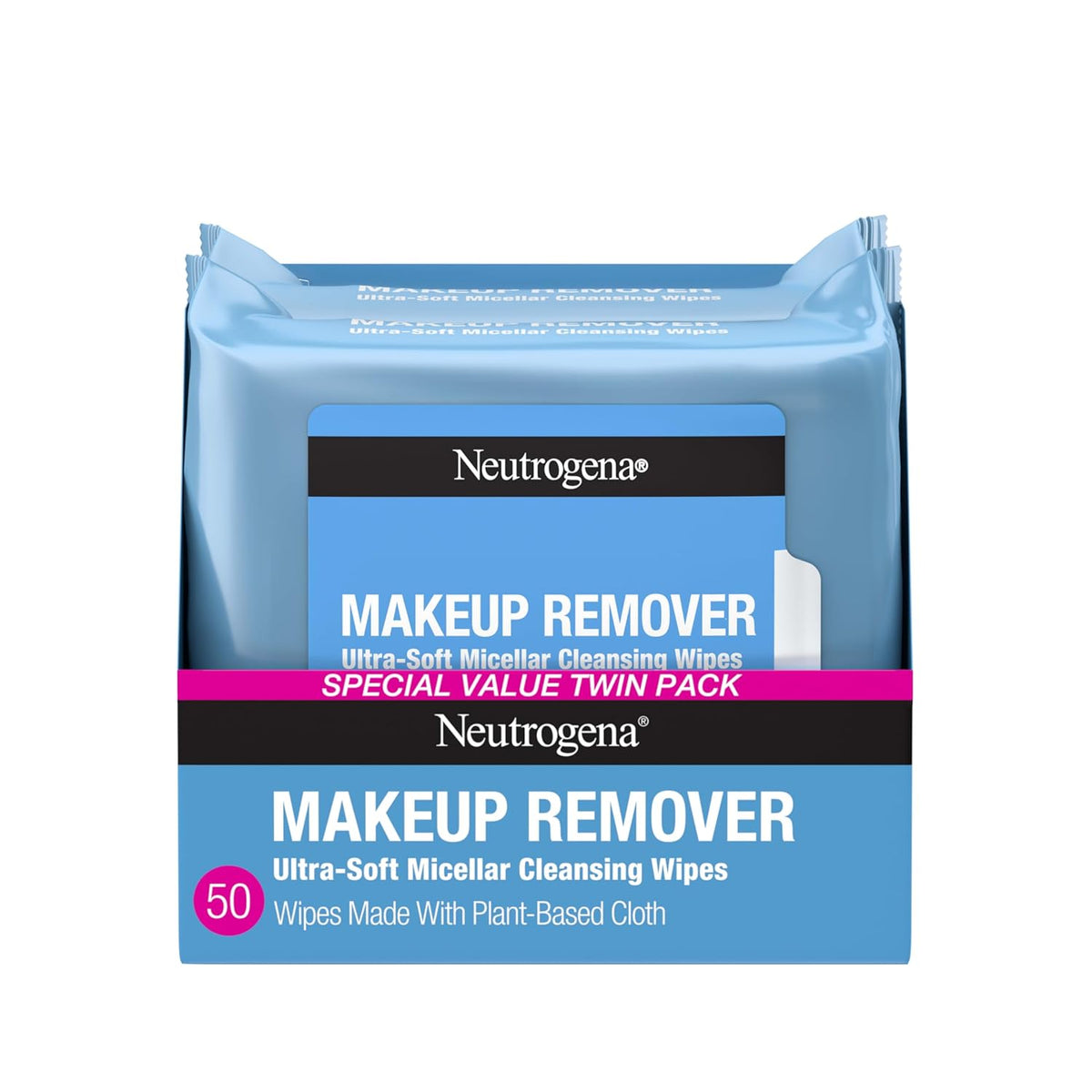 Neutrogena Makeup Remover Wipes - Front Packaging & Bottle View | genuine imported stock available in India at Curat Cart