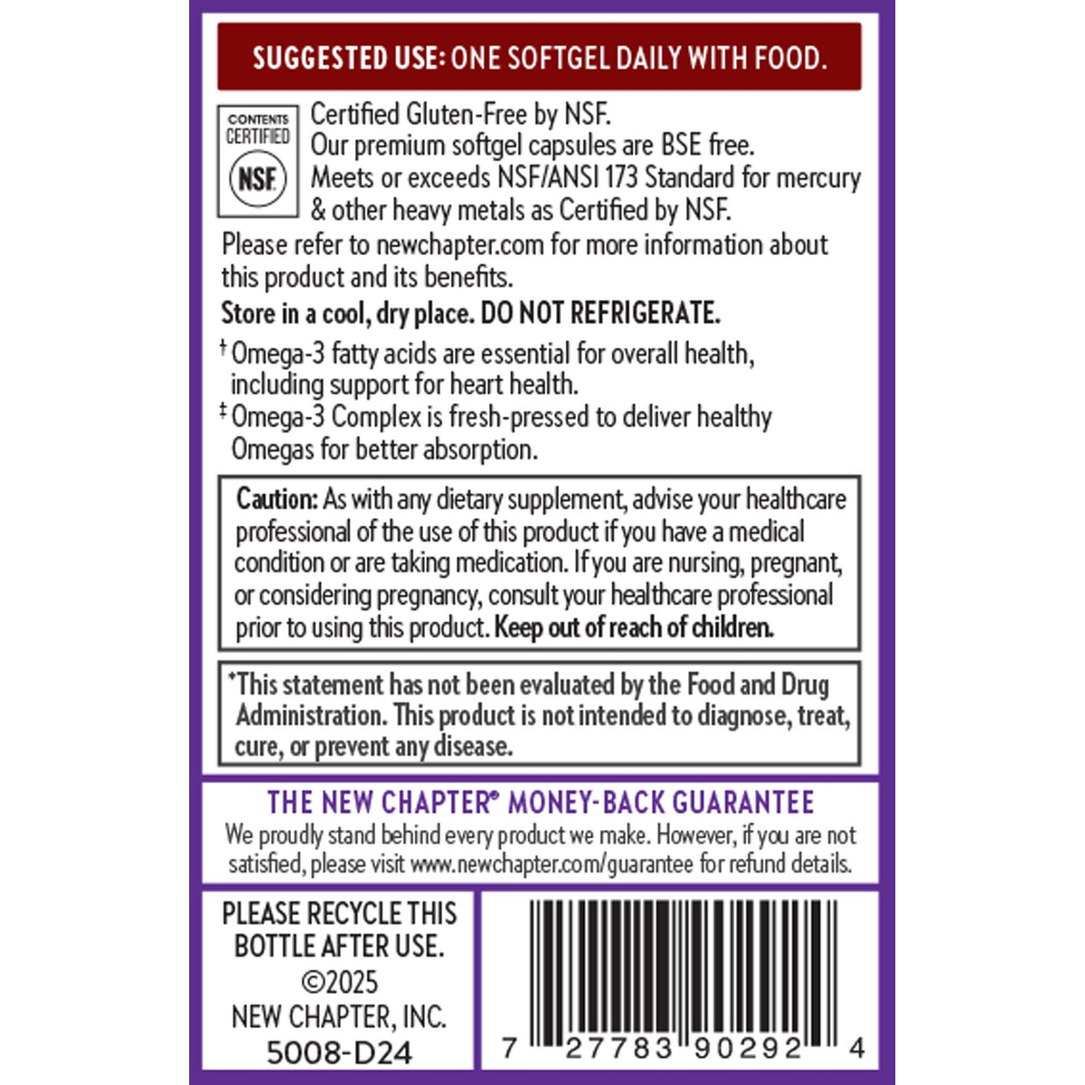 New Chapter Omega-3 Complex in official packaging, delivering high-quality omega-3 fatty acids for optimal health. Available at Curat Cart.