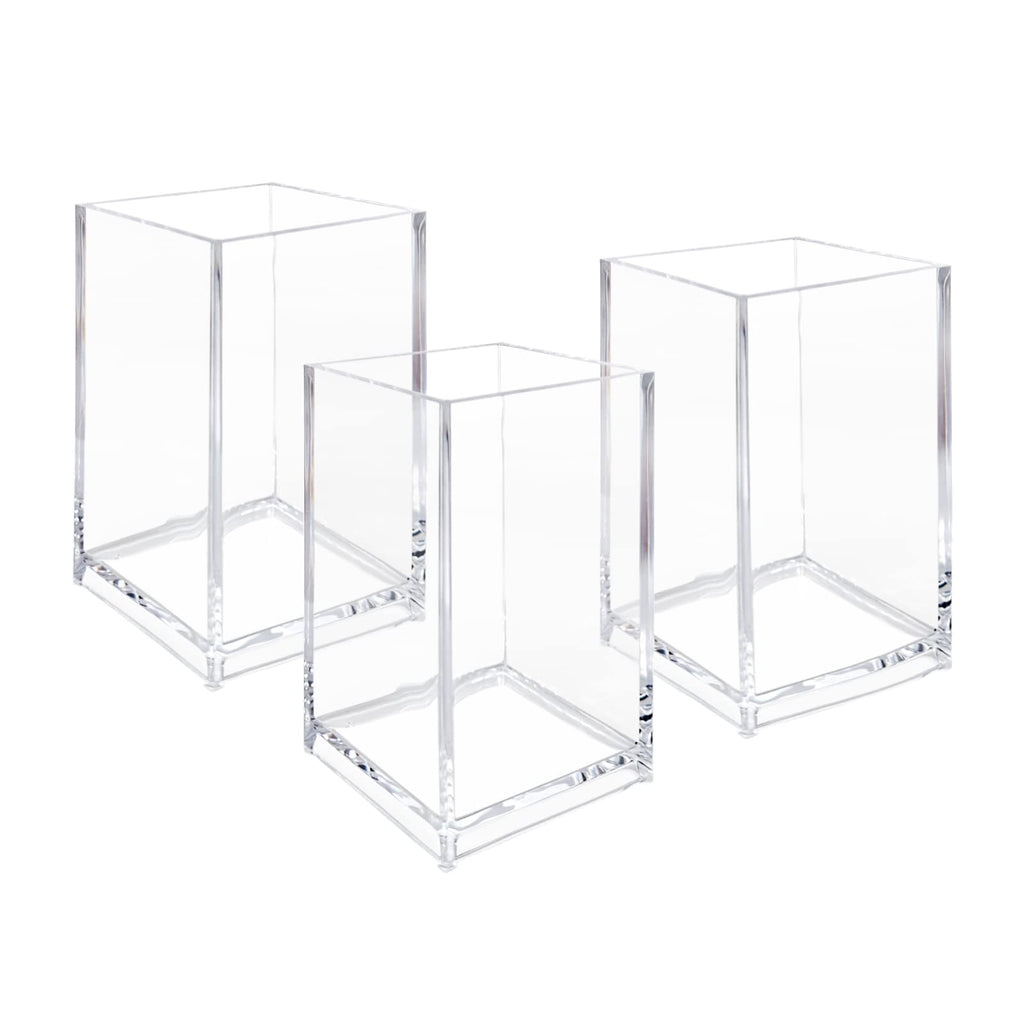Stylish 3 pack of clear acrylic cosmetic containers for organized beauty storage. Verified by CuratCart for quality assurance.