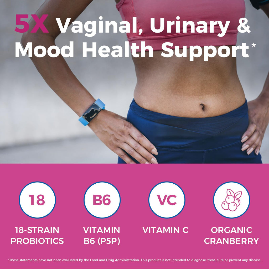 NewRhythm Probiotics for Women offers 5X support for vaginal, urinary, and mood health, packaged in high-quality materials. Available at Curat Cart.