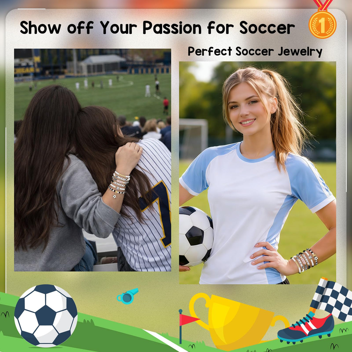 Showcase your love for soccer with exclusive soccer bracelets for girls, specially curated by Curat Cart. Perfect for fans.
