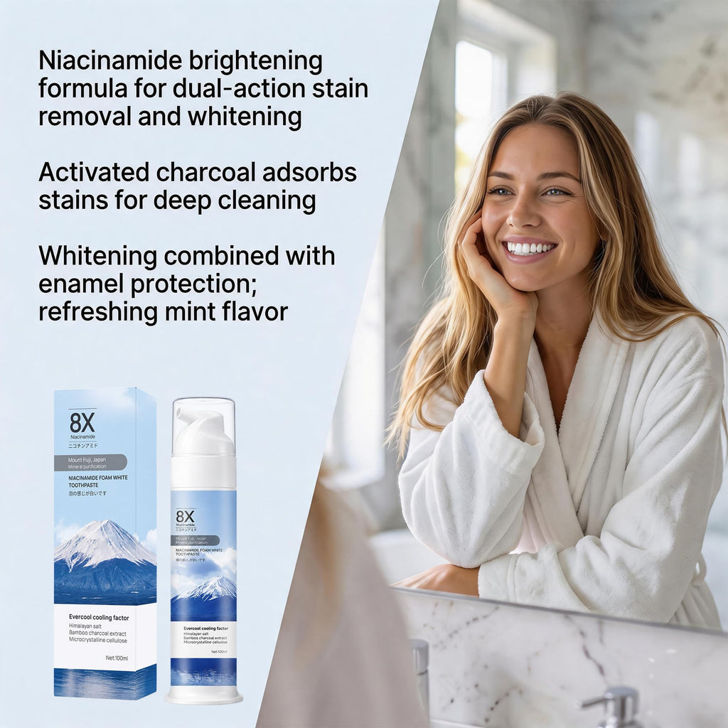 Niacinamide Whitening Toothpaste with activated charcoal for stain removal and whitening. 100% Authentic, available in India at Curat Cart.