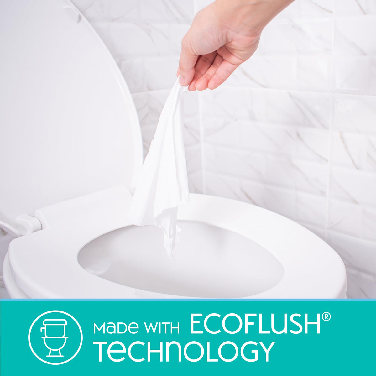 Nice 'N CLEAN Flushable Wipes feature EcoFlush® technology for safe disposal. Available at Curat Cart for your hygiene needs.