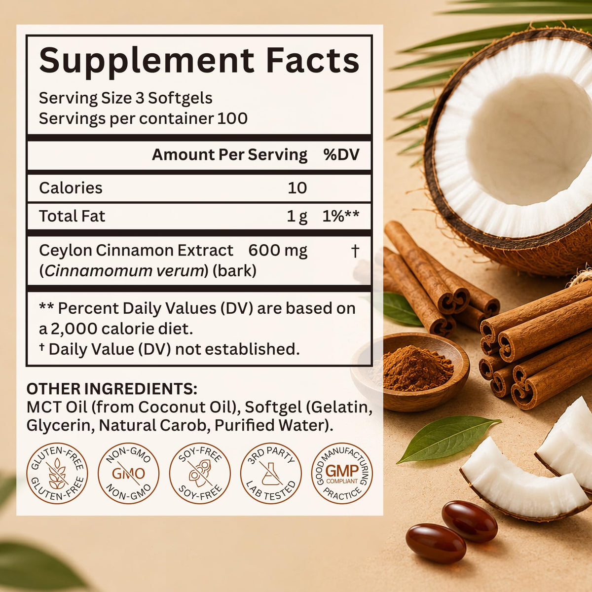 Ninsiec Ceylon Cinnamon with MCT Oil offers a premium blend of health benefits, perfect for daily wellness. Available at Curat Cart.