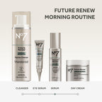 No7 Future Renew collection featuring cleanser, eye serum, main serum, and day cream for damage reversal.